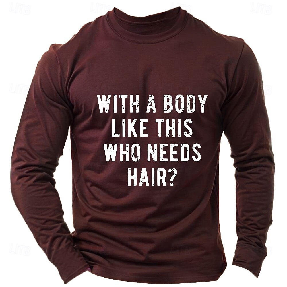 Homens Texto / Número Camiseta Camisa de manga longa 100% Algodão Manga Longa Gráfico Camisa Cinza Urze Claro Preto Vinho Camiseta confortável Férias Rua Roupas de estilistas de 2025 por $15.99 –P4