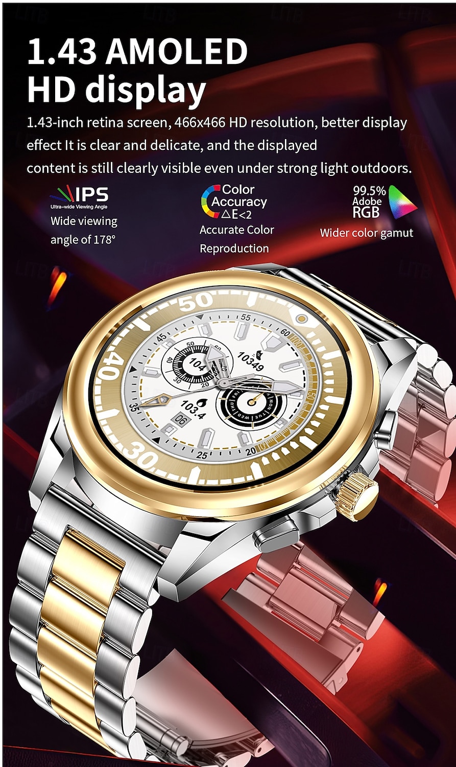 iMosi KC83 Smart Watch 1.43 inch Smartwatch Fitness Running Watch Bluetooth Pedometer Call Reminder Activity Tracker Compatible with Android iOS Women Men Hands-Free Calls Waterproof Media Control IP 2025 - $68.99 –P3