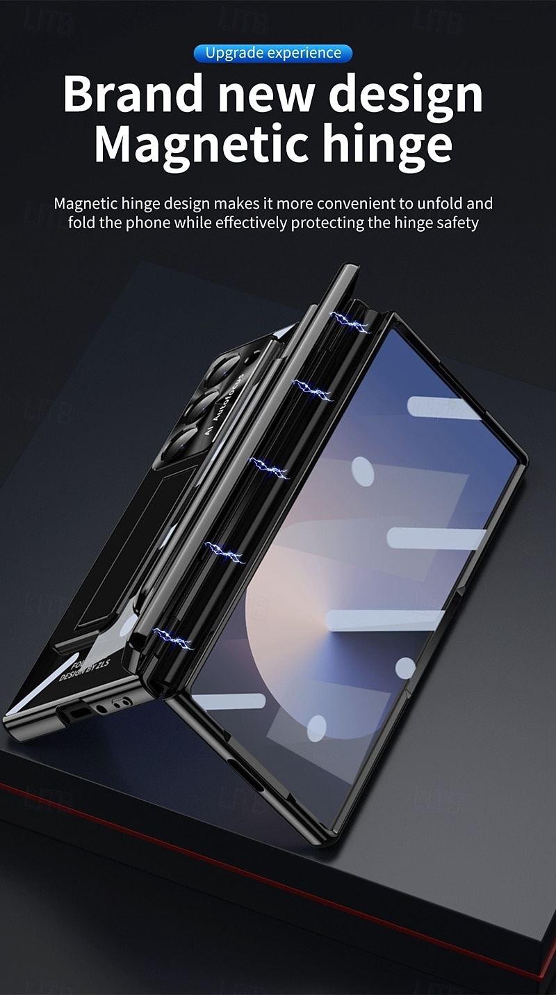 телефон Кейс для Назначение SSamsung Galaxy Z-сгиб 6 Z Fold 5 Z Fold 4 Z Fold 3 Кейс на заднюю панель со стендом и протектор экрана Магнитный Ретро броня ПК Металл 2025 - $34.99 –P11