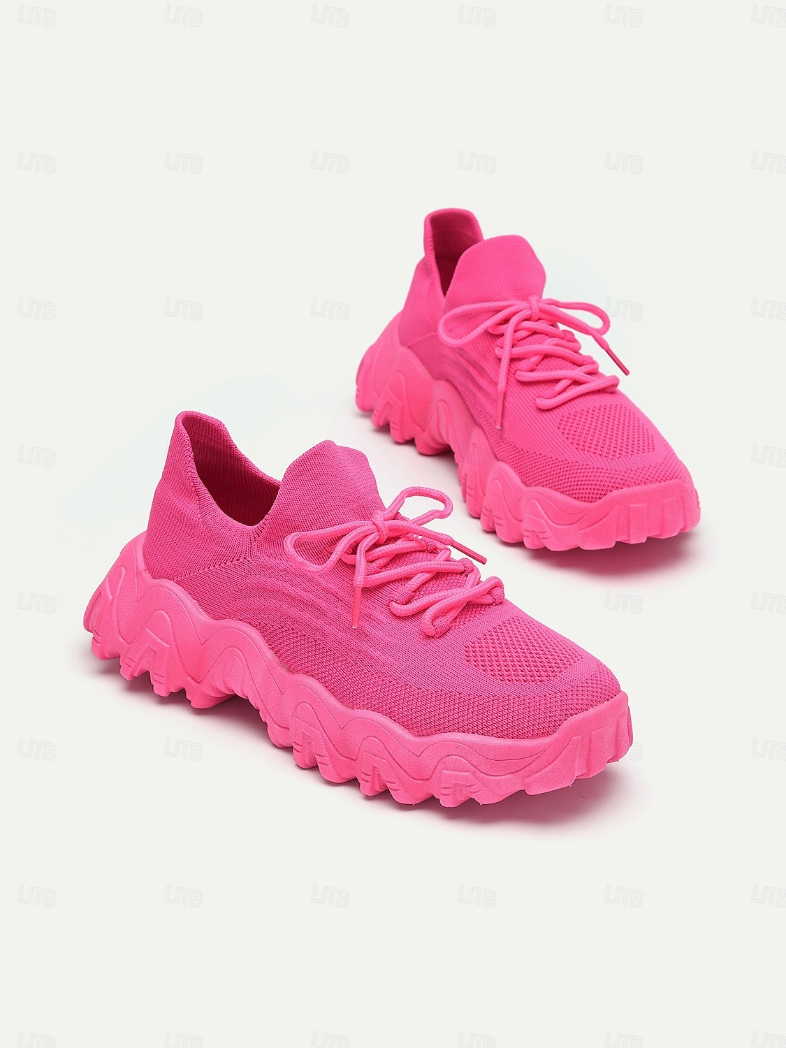 eloisat vaaleanpunaiset naisten paksupohjaiset lenkkarit, jotka sopivat täydellisesti vapaa-aikaan ja urheiluun 2025 - $42.99 –P1