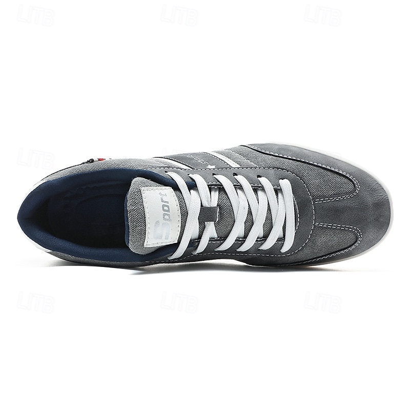 Men's Brown Canvas and Leather Sneakers with Lace-Up Design - Stylish and Comfortable for Casual and Sporty Wear 2025 - $54.99 –P4