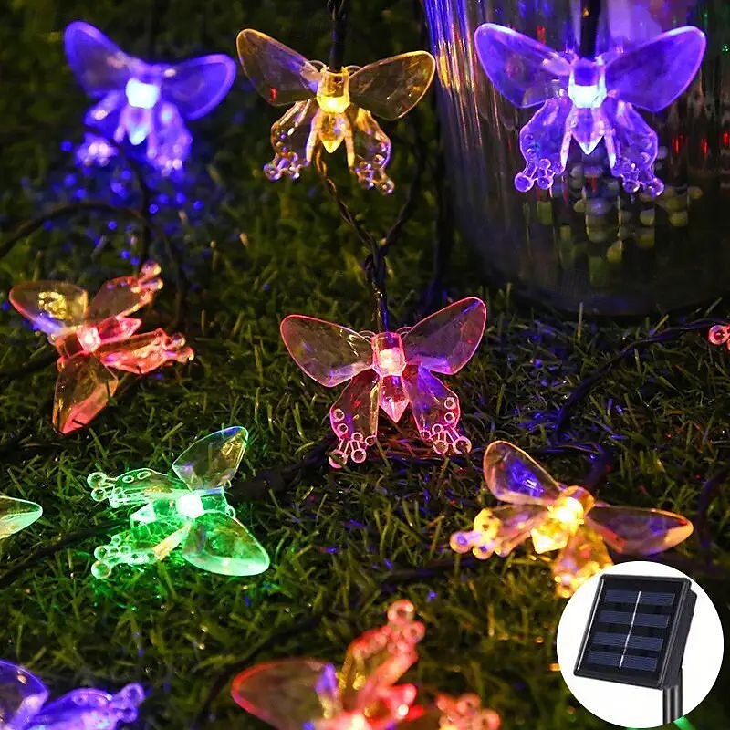 Solar-Schmetterlings-Lichterkette, 6,5 m, 30 LEDs, dekorative Lichterkette für den Garten, wasserdicht, für den Außenbereich, Halloween, Weihnachten, Hochzeit, Party, Terrassendekoration 2025 - $17.49 –P5