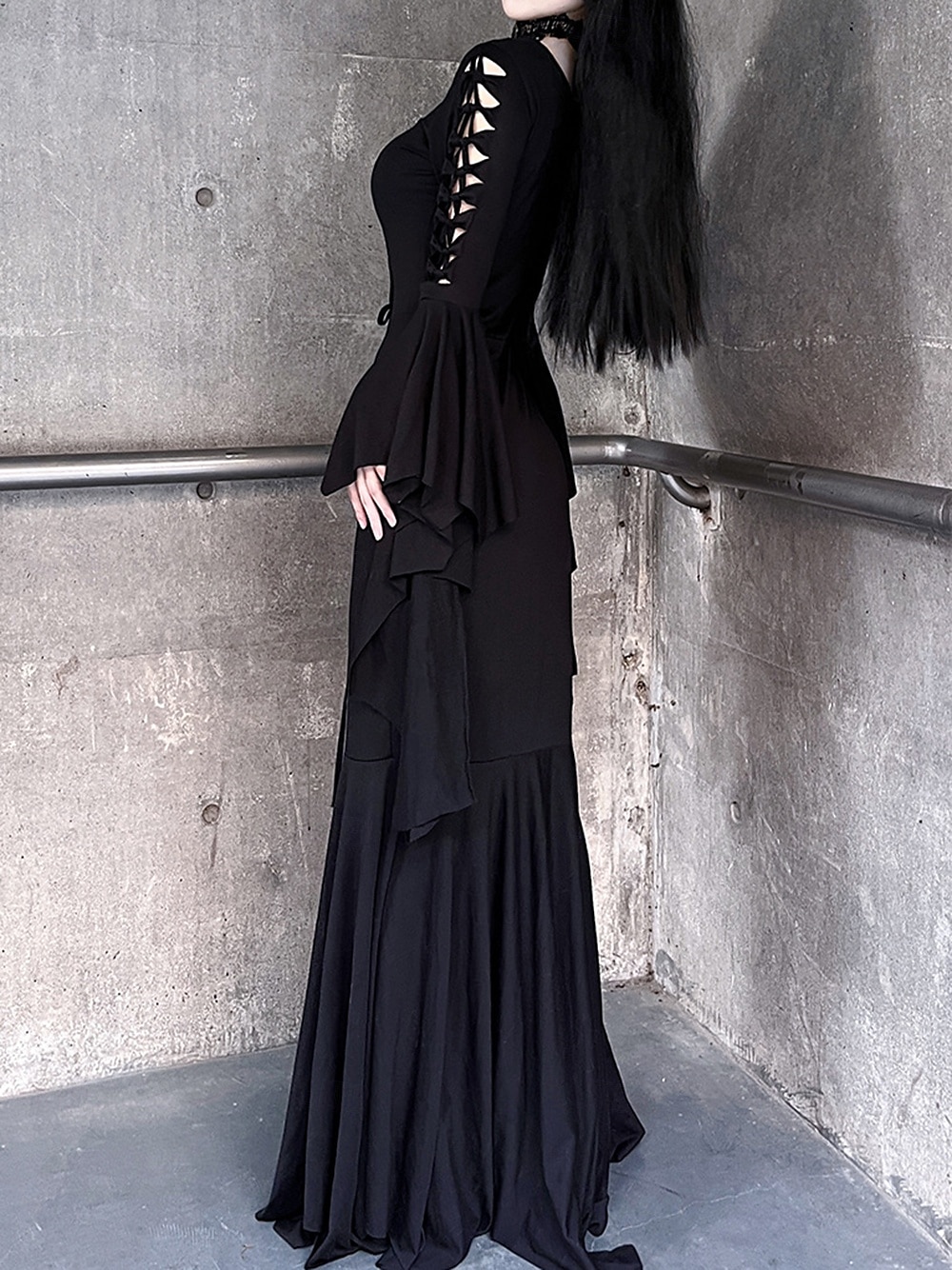 Punk a gotika Šaty Čerodějnice Morticia Addamsová Pevná barva Dámské Fantazie Valpuržina noc předvečer Všech svatých Karneval Večírek Dospělé Šaty 2025 - $40.99 –P6