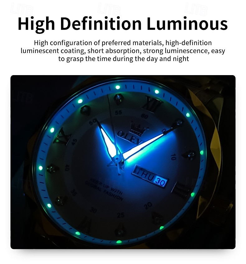 OLEVS Heren Quartz horloges Minimalistisch Modieus Zakelijk Polshorloge Lichtgevend Kalender Datum Week WATERDICHT Teräs Horloge 2025 - $31.99 –P13