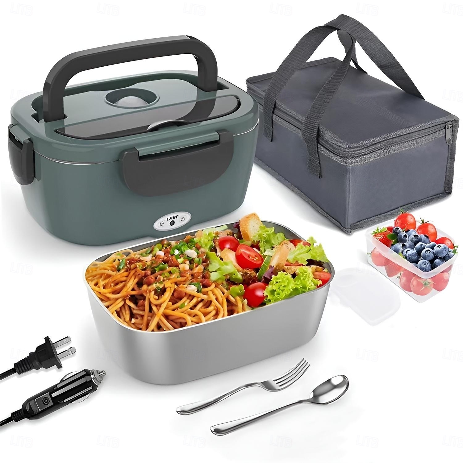 Electric Lunch Box Portable Fast Heating Lunch Box 1.5L Stainless Steel Container Adult Food Warmer Suitable for Cars 2025 - $41.99 –P1