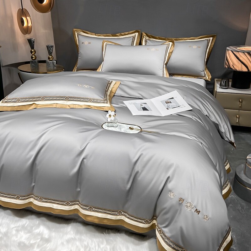 Conjunto de cama com capa de edredom de 4 peças, 100% algodão orgânico, tecido macio e respirável, inclui capa de edredom e fronhas para um sono confortável de 2025 por $196.99 –P3