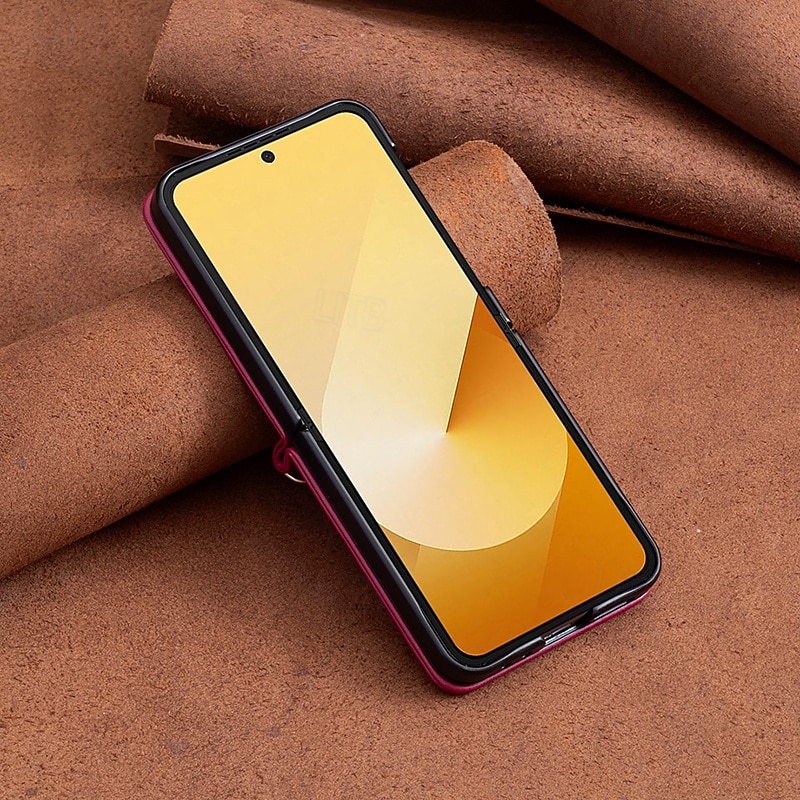 телефон Кейс для Назначение SSamsung Galaxy Z-флип 6 Z Flip 5 Z Flip 4 Z Flip 3 Кейс на заднюю панель с ремешком Защита от удара Ретро ТПУ Кожа PU 2025 - $18.99 –P8