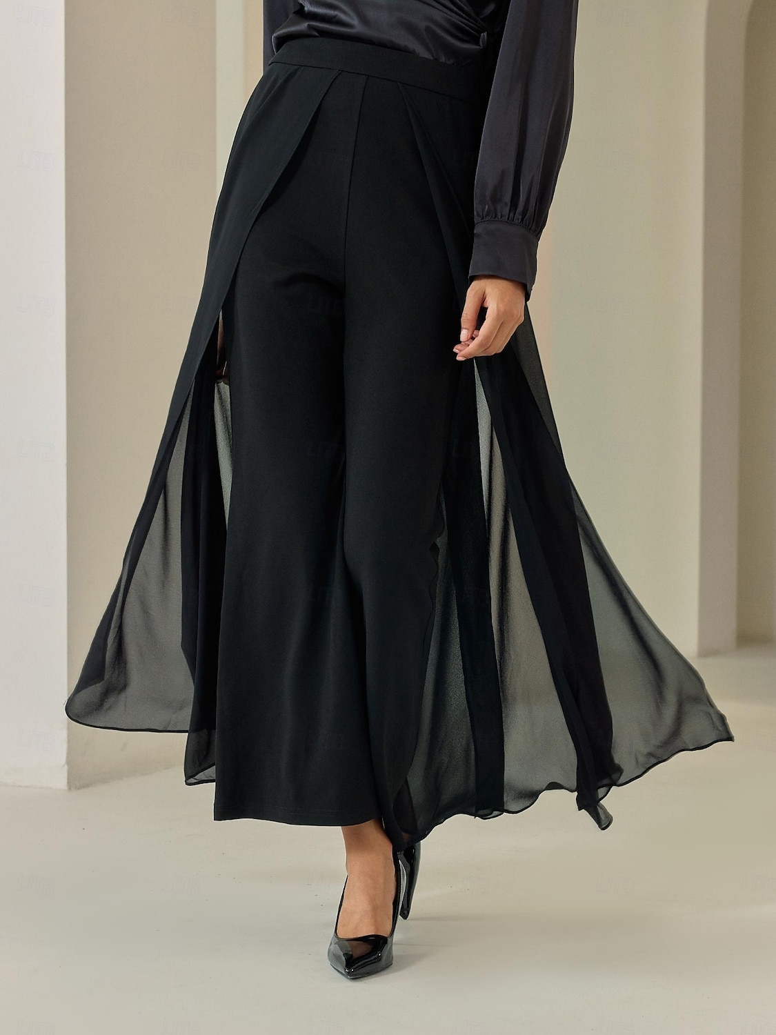 Dame Full lengde Chiffon Høy Elastisitet Elegant Fritid / hverdag Svart Sommer Vår & Vinter S M L 2025 - $72.99 –P6
