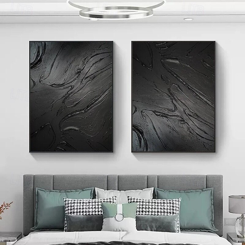 abstraktes schwarzes Ölgemälde handgemachtes Wabi Sabi Ölgemälde handgemachte Wandkunst beige abstraktes Gemälde auf Leinwand ein Paar beige Textur Wandkunst neutrale abstrakte Wandkunst Boho Wal 2025 - $116.99 –P2