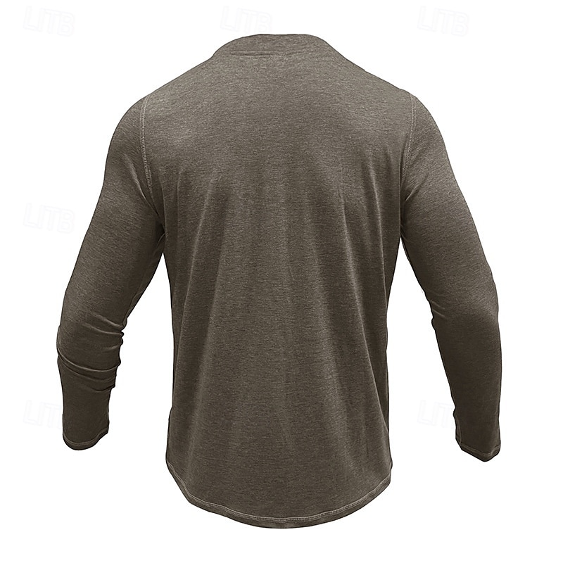 Herren T-Shirt mit Knöpfen T Shirt Henley Hemd T-Shirt Langarm Henley Frühling & Herbst Einfach Mode Designer Basic Urlaub Straße Ausgehen Meerblau Wein Blau Top T-Shirt für Herren 2025 - $26.99 –P3