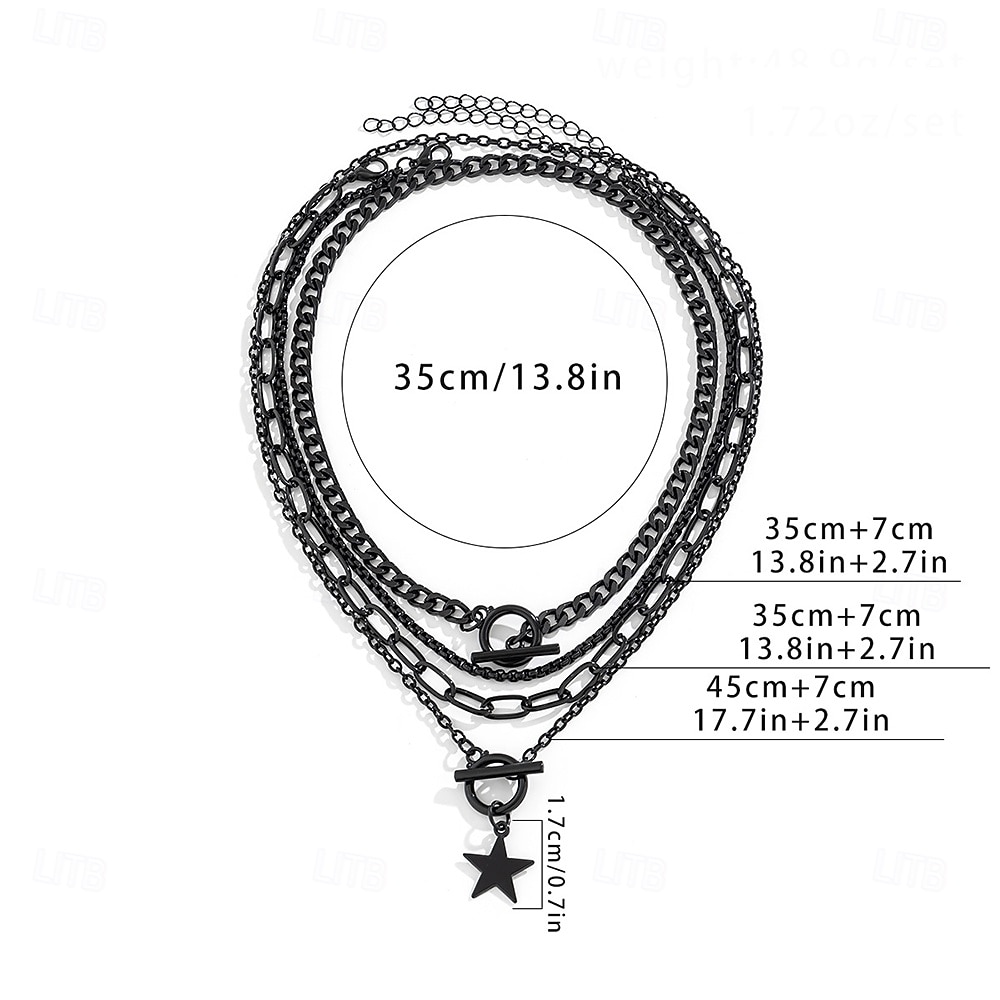 Choker Necklace Chrome Women's Punk Vintage Fashion Layered Heart Star Geometric Heart Shape Necklace For Party Halloween Street 2025 - $15.99 –P3