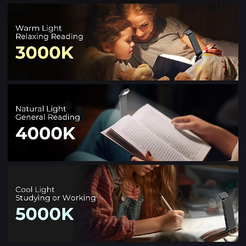 lampe de lecture rechargeable lampe de lecture pour lecture lampe de marque-page à LED à pince avec 3 couleurs de lumière de 2025 ? $23.99 –P12