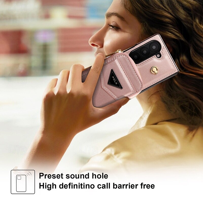 Phone Case For Samsung Galaxy Z Fold 6 Wallet Case with Stand Holder Zipper Full Body Protective Retro Genuine Leather 2025 - $33.99 –P6