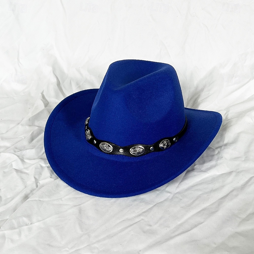 chapeau de cowboy western blanc pour femmes et hommes, chapeau de cowboy bouclé avec fedora en cuir, chapeau de cavalier toca toca de 2025 ? $18.49 –P15