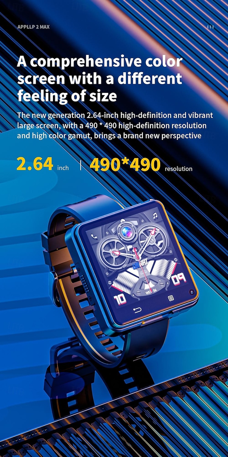 LOKMAT APPLLP 2 MAX Умные часы 2.64 дюймовый Смарт-часы-телефон 3G 4G Bluetooth Педометр Напоминание о звонке будильник Совместим с Ноль Женский Мужчины GPS Хендс-фри звонки Медиа контроль IPX-4 57 2025 - $157.99 –P5