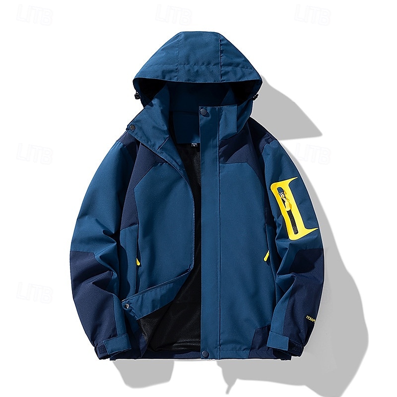 Herren Soft Shell Jacke Wanderjacke Draussen Patchwork Windundurchlässig Wasserdicht Windbreaker-Jacke Reisen Schwarz Königsblau Himmelblau Beige Grau 2025 - $30.39 –P1