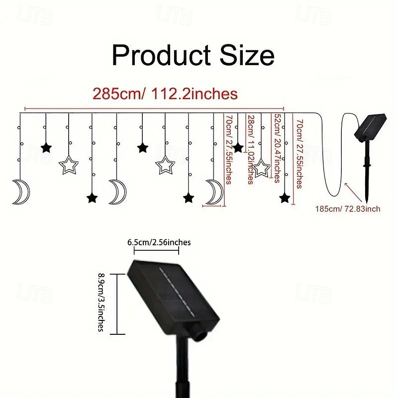 3,5 м 138 светодиодных занавесок в виде звезд и луны, пульт дистанционного управления, 8 режимов, гирлянда со звездами и звездами, свадьба, рождественская вечеринка, водонепроницаемая палатка, 2025 - $55.99 –P1