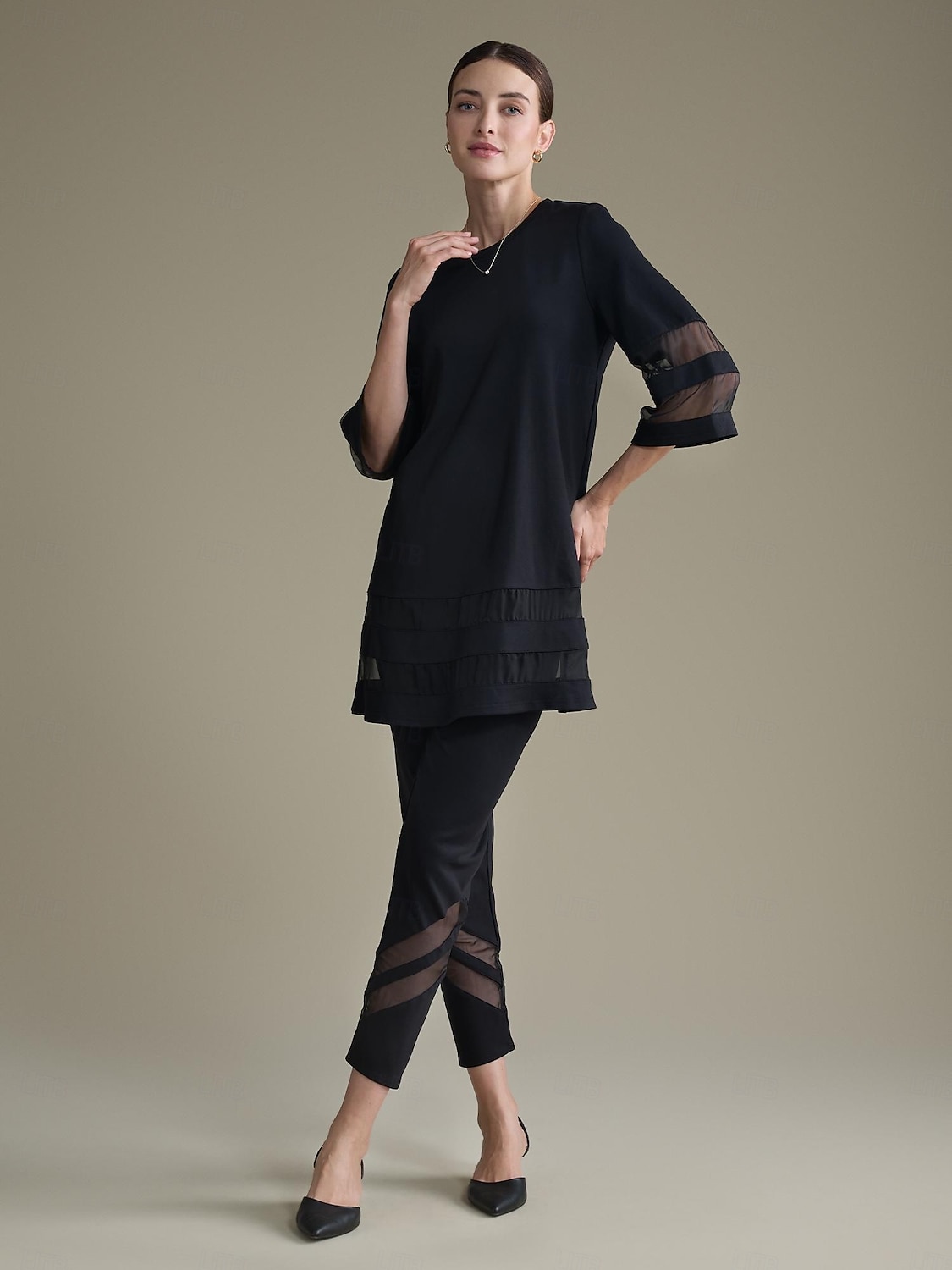 camiseta modal transparente solta manga 3/4 de 2026 por $79.99 –P3