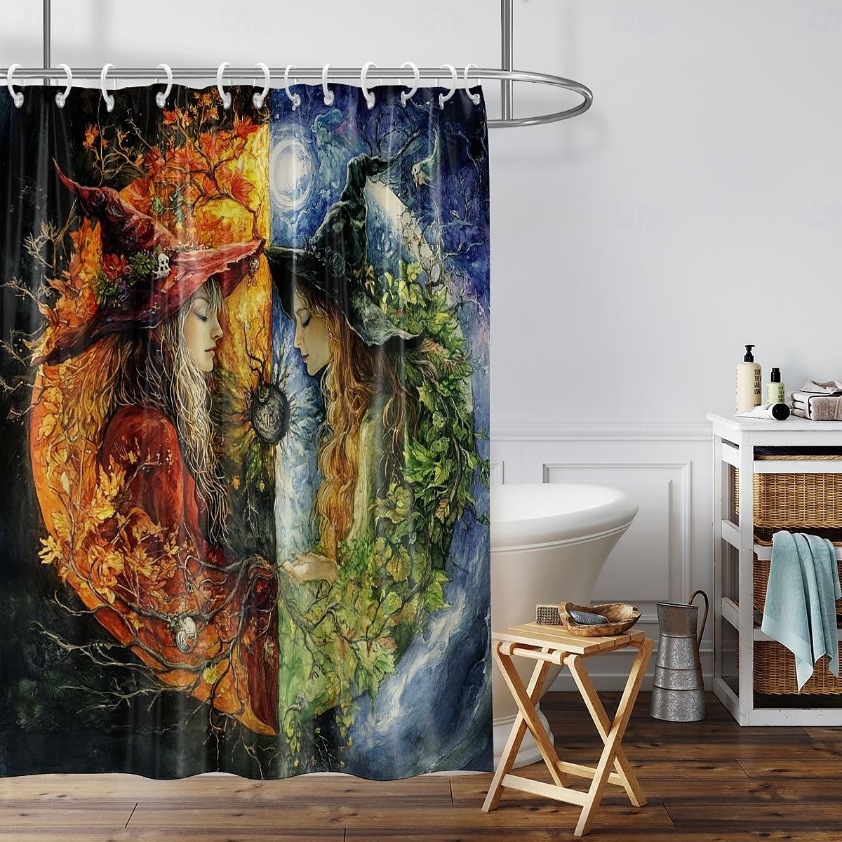 Halloween-Duschvorhang, moderner, maschinenwaschbarer, wasserdichter Polyesterstoff zur Badezimmerdekoration, Badewanne mit 12 Haken 2025 - $23.99 –P17