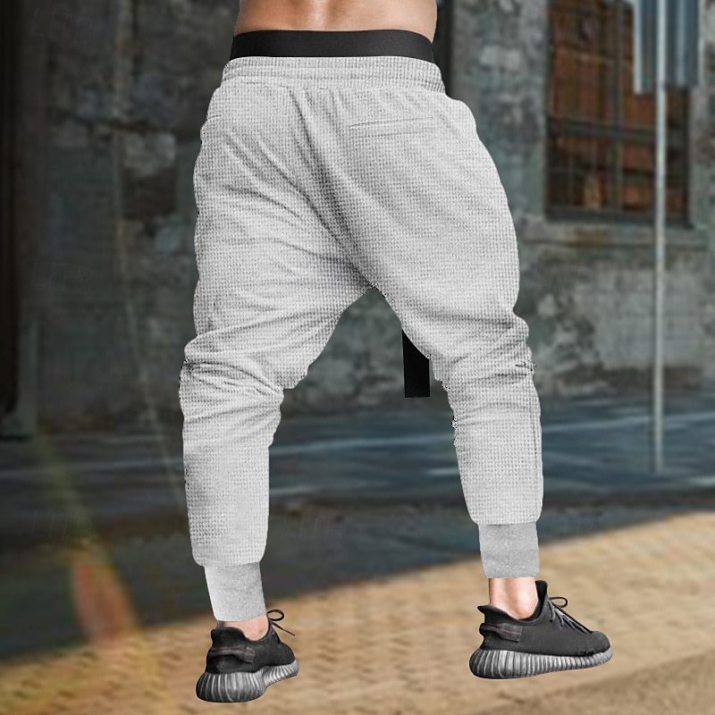 Men's Sweatpants Joggers Trousers Casual Pants Waffle Pants Drawstring Elastic Waist Plain Comfort Soft Full Length Sports Outdoor Daily Fashion Streetwear Black Blue 2025 - $23.99 –P5