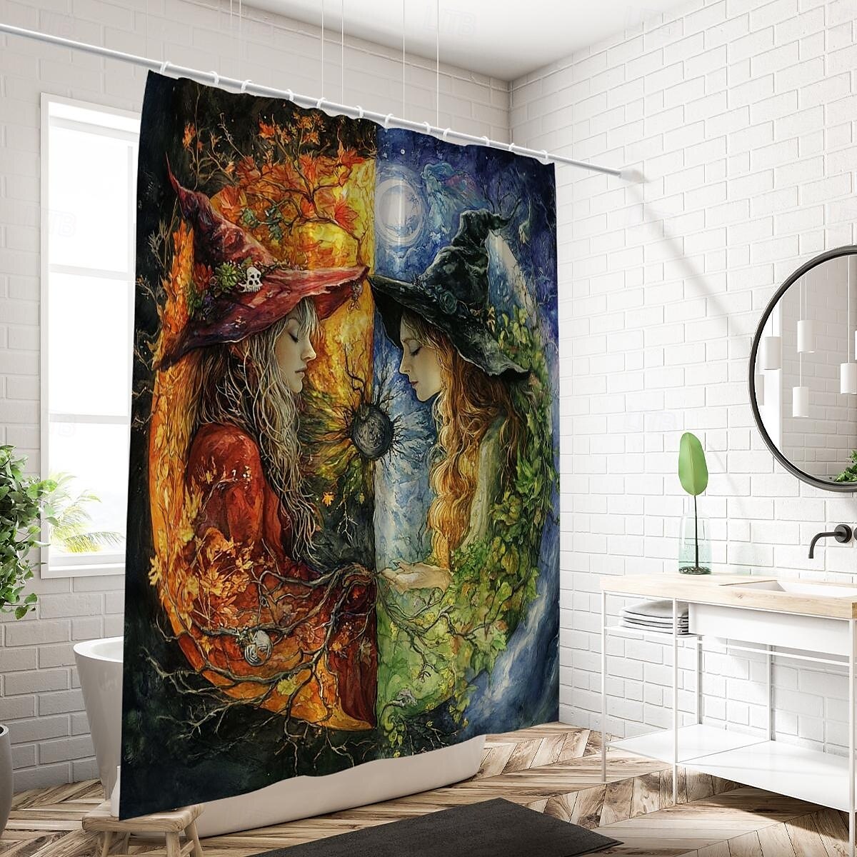 Halloween-Duschvorhang, moderner, maschinenwaschbarer, wasserdichter Polyesterstoff zur Badezimmerdekoration, Badewanne mit 12 Haken 2025 - $23.99 –P15