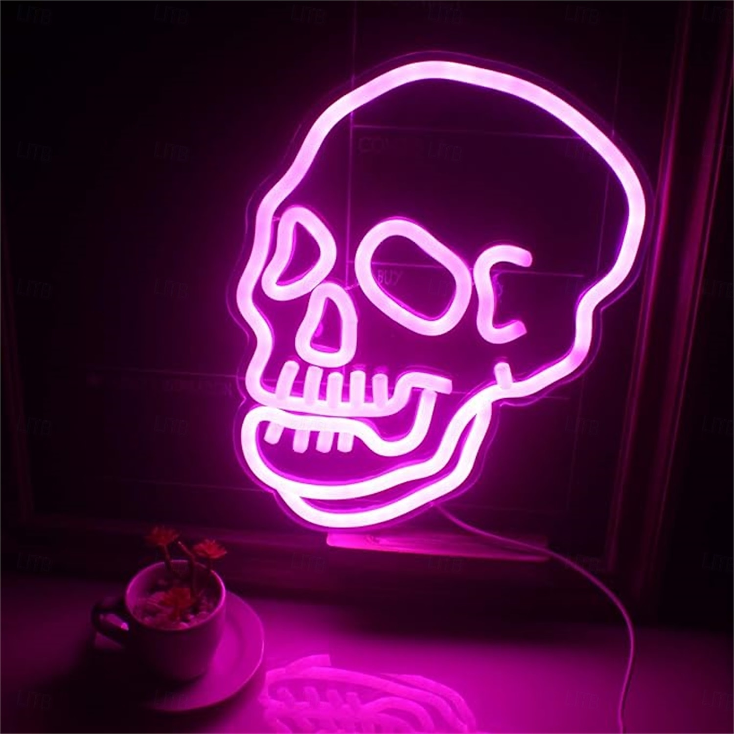 halloween neonskylt rosa led skylt skelett skalle neonljus spöke led neonskylt usb-driven switch lysa upp neonskyltar för väggdekoration sovrum halloween födelsedagsfest leverans 2025 - $42.99 –P5