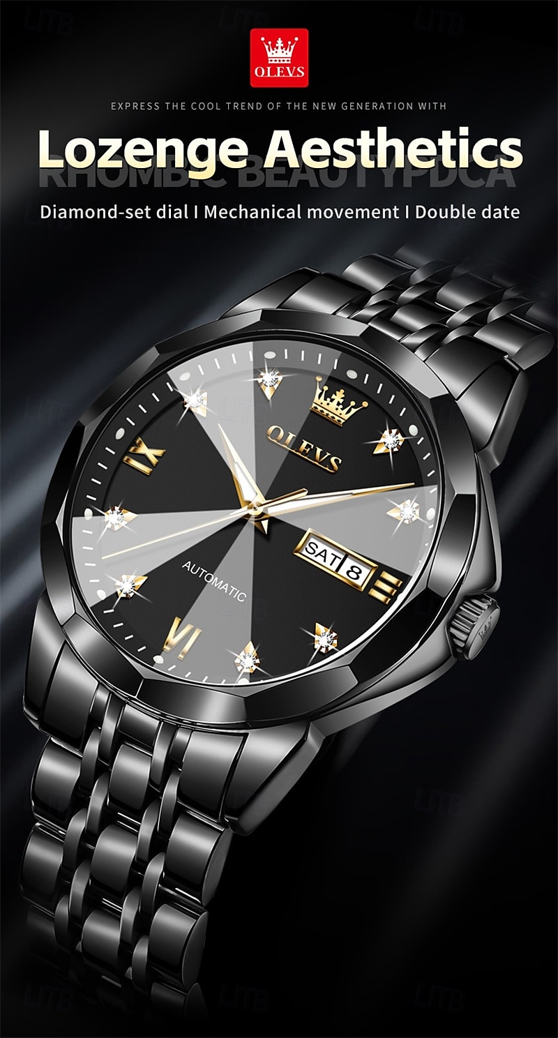 New Olevs Olevs Brand Fashion Trend Men'S Business Watch Decorative Luminous Calendar Week Display Automatic Mechanical Watch Leisure Waterproof Sports Watch 2025 - $74.99 –P11