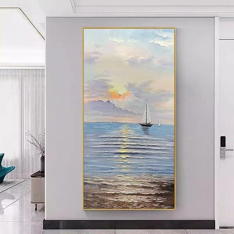 3D-Ölgemälde mit Wellen im Ozean, handgefertigtes Meereslandschaftsgemälde, handgemaltes 3D-Strukturkunstgemälde, Acrylgemälde mit Wellen im Ozean, großes gerahmtes Gemälde, Wandkunst, Gemälde für 2025 - $61.99 –P3