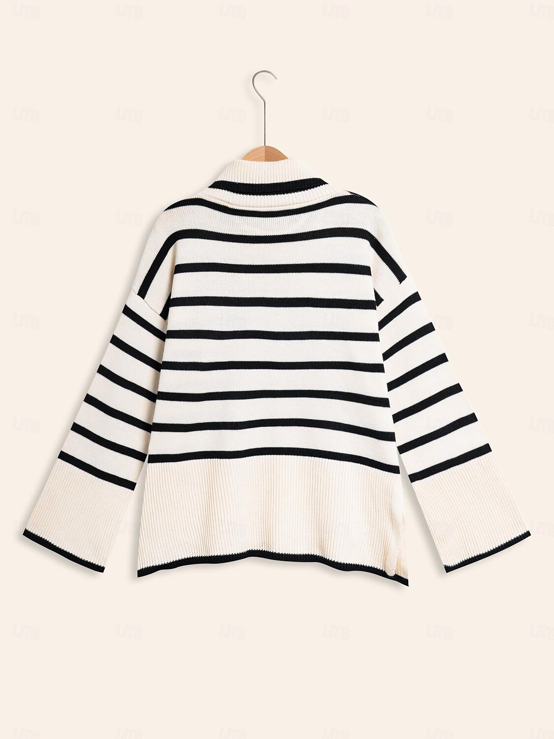 Per donna Felpa A collo alto A coste Maglia Misto lana A campana Autunno inverno Casual / quotidiano Casual quotidiano Manica lunga Banda Bianco S M L del 2025 a $54.99 –P10