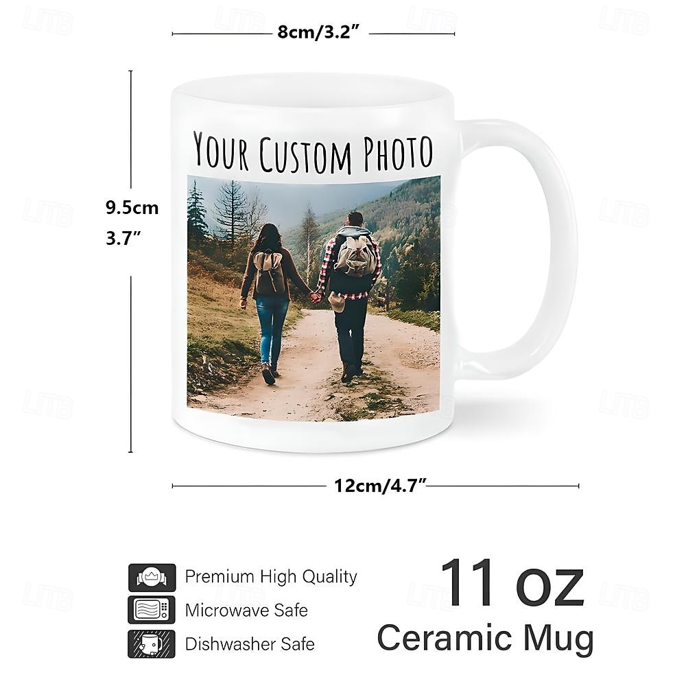 Personalizovaný hrnek na kávu vlastní obrázek text nebo logo keramický hrnek - vlastní svatební dárek pro pár přizpůsobitelný 11 oz čajový hrnek bílý - černý 2025 - $13.99 –P3