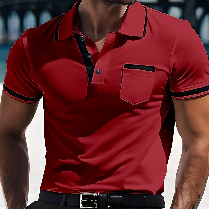 Ανδρικά Button Up Polos Business Polo Επιχείρηση Causal Ριμπ γιακά πόλο Κοντομάνικο Μοντέρνα Βασικό Σκέτο Κλασσικό Καλοκαίρι Κανονικό Λευκό Ρουμπίνι Σκούρο μπλε Γκρίζο Μπλε Απαλό Button Up Polos 2025 - $21.99 –P2