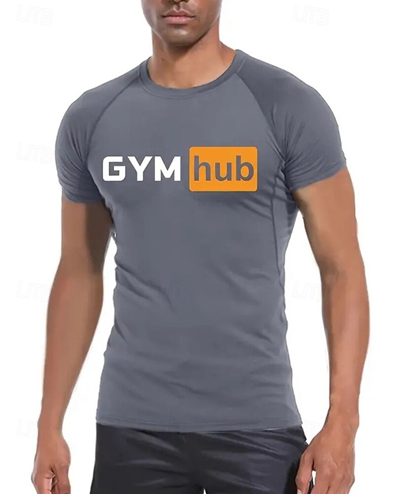 Муж. Компрессионная футболка Спортивная рубашка Фитнес-рубашка С короткими рукавами Футболка Футболка Повседневные Одежда для спорта и отдыха Буквы Быстровысыхающий Высокая растяжка Дышащий 2025 - $15.49 –P8
