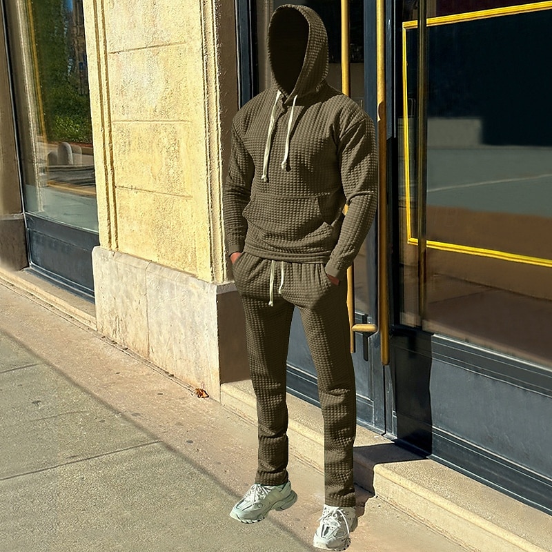 Per uomo Felpa con cappuccio Tuta Da Ginnastica Tuta da ginnastica Nero Bianco Verde militare Cachi Grigio scuro Con cappuccio Liscio A cordoncino 2 pezzi Tasca frontale Sportivo Giornaliero Per del 2025 a $39.99 –P8