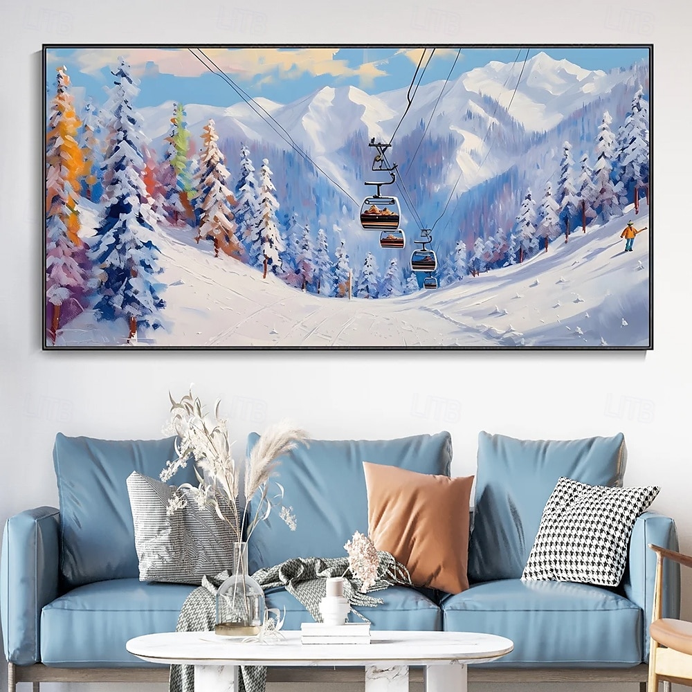 2025年 ミンチュラ 手作り スキーリゾート 風景 油絵 キャンバス 壁アート 装飾 モダン 抽象画 家の装飾用 ロール フレームなし 未伸張 絵画  コレクション – $69.99 –P2