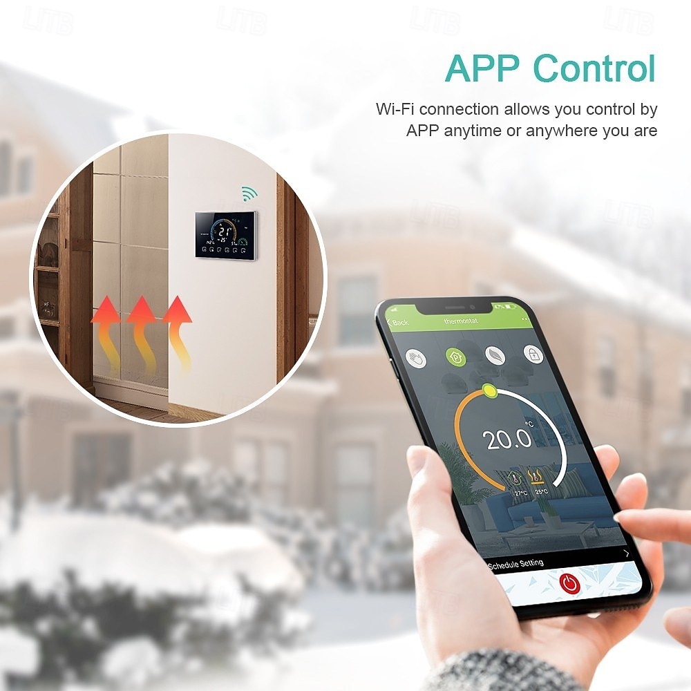 Termostato programable para controlar el calentamiento de agua, hogar inteligente, pantalla LCD negativa, termostato de ambiente redondo con wifi 2025 - $103.99 –P3
