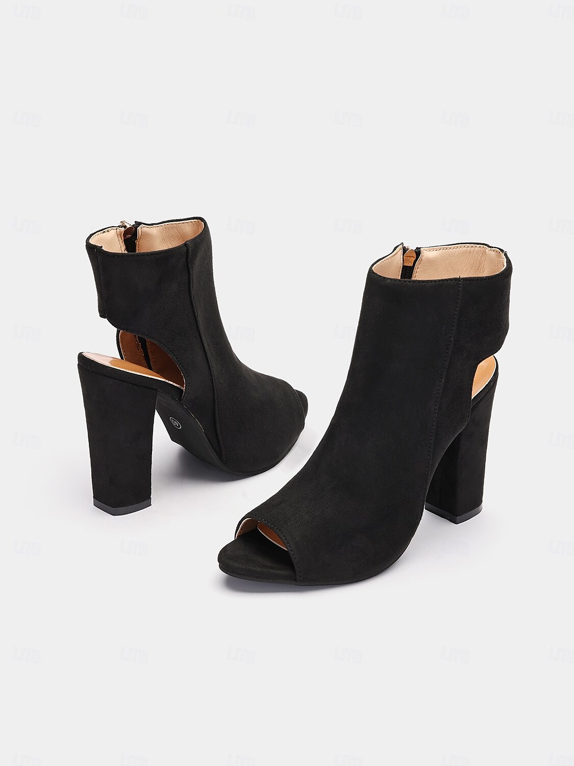 Dámské Boty Denní Kotníkové boty Booties Blokovat patu Palec do špičky Módní Semiš Zip Černá 2025 - $34.99 –P1