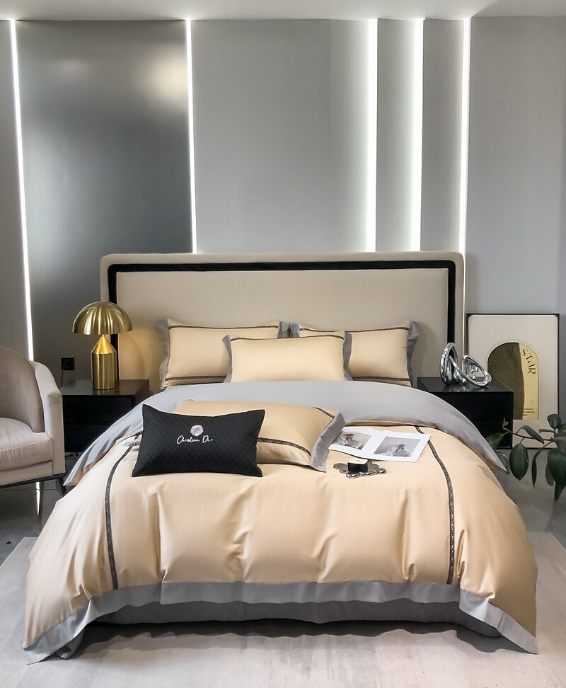 Conjunto de cama com capa de edredom de 4 peças, 100% algodão orgânico, tecido macio e respirável, inclui capa de edredom e fronhas para um sono confortável de 2025 por $150.99 –P3