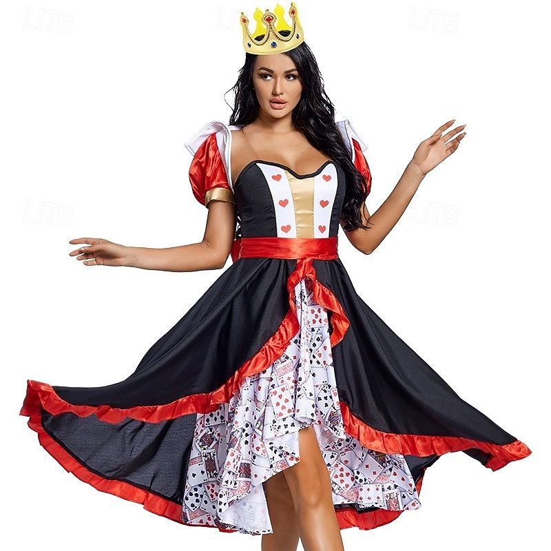 Alice in Wonderland Pohádka srdcová královna Červená královna Jed Halloween skupinové rodinné kostýmy Dětské Dospělé Dámské Dívčí Sexy kostým Výkon Večírek předvečer Všech svatých Karneval Plesov 2025 - $45.99 –P7