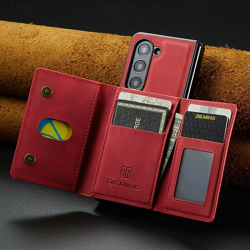 telefone Capinha Para Samsung Galaxy Dobra Z 7 Dobra Z 6 Z Fold 5 Z Fold 4 Z Fold 3 Capa traseira Com Suporte Destacável Magnética Retro TPU PC Couro PU de 2025 por $18.99 –P3