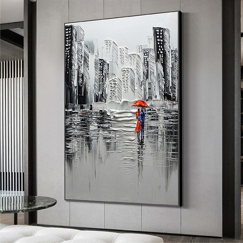 großes abstraktes Stadtgemälde handgemachtes urbanes Kunstgemälde handgemaltes Stadtskyline-Gemälde New York Skyline Ölgemälde New York City Gemälde Wandkunst großes abstraktes Gemälde 2025 - $108.99 –P10
