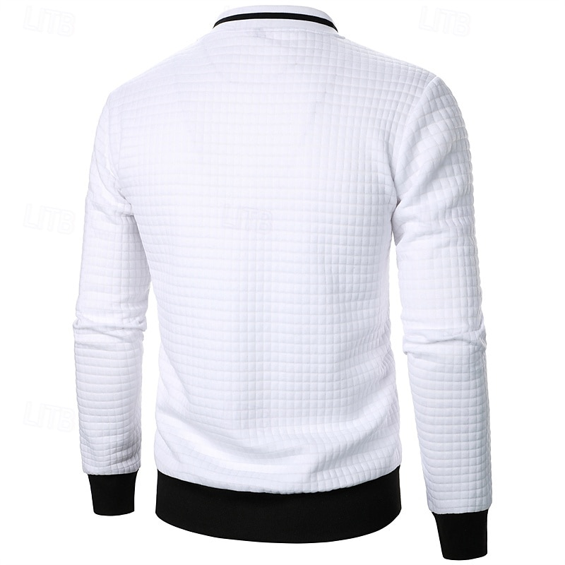 Men's Lightweight Jacket Waffle Jacket Summer Jacket Transition Jacket Vacation Daily Pocket Spring &  Fall Plain Fashion Classic Standing Collar Regular Black White Wine Navy Blue Khaki Jacket 2025 - $22.99 –P12