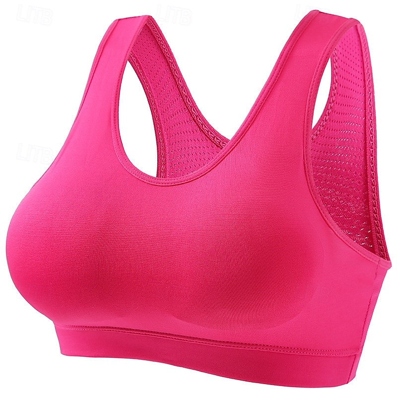 Dames Lichte ondersteuning Sport bh's Running BH Verwijderbare vulling Controle over meebewegen Goede top Gewatteerd Fitness Recreatiesport Hardlopen Ademend Lichtgewicht Zacht Donker roze Zwart Wit 2025 - $11.99 –P4