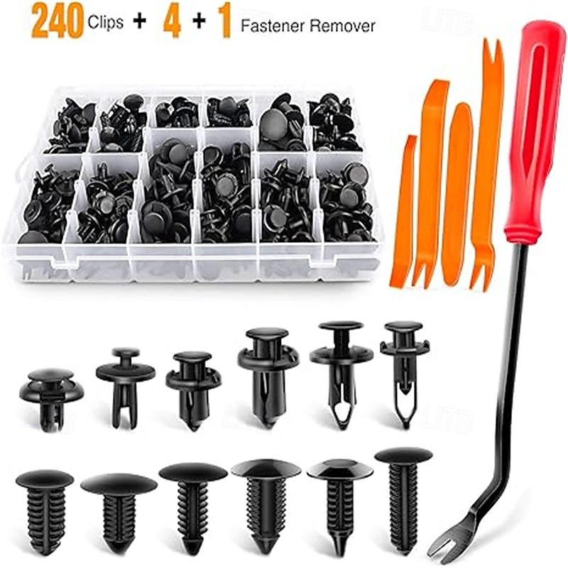 240PCS Bumper Retainer Clips Car Plastic Rivets Fasteners Push Retainer Kit Most Popular Sizes Auto Push Pin Rivets Set -Door Trim Panel Fender Clips for GM Ford Toyota Honda Chrysler 2025 - $33.99 –P1