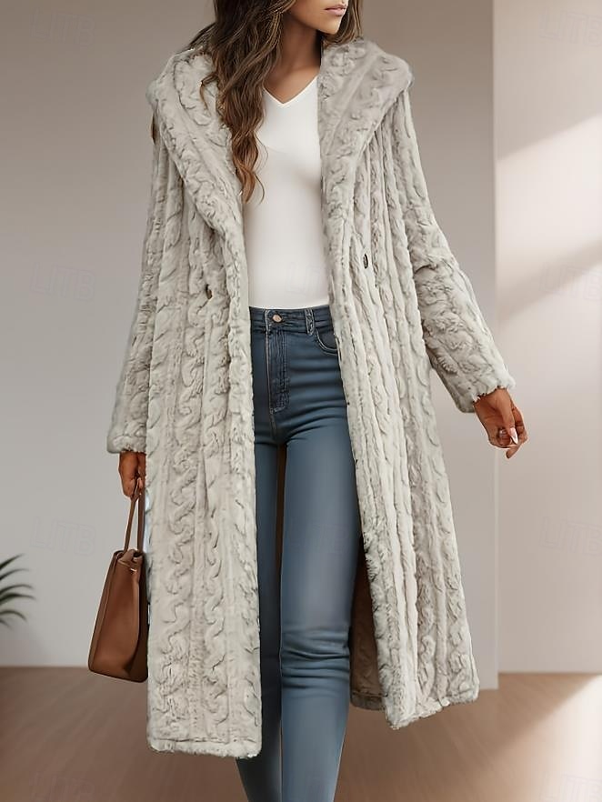 Damen Wintermantel Strasse Freizeitskleidung Ausgehen Herbst Winter Lang Mantel Lockere Passform warm halten Atmungsaktiv Zeitgenössisch Stilvoll Brautkleider schlicht Jacken Langarm Feste Farbe 2025 - $41.99 –P1