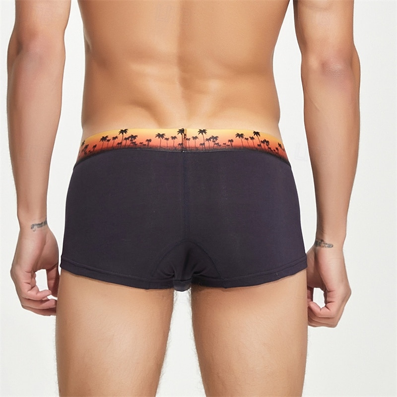 Men's 1 PCS Boxers Underwear Boxer Shorts 90% Cotton Breathable Soft Comfortable Color Block Letter Mid Rise Black White 2025 - $10.49 –P20