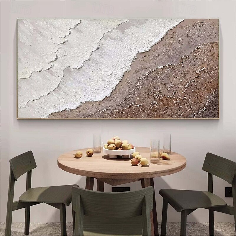 großes braunes Wellengemälde, handgemaltes braunes abstraktes Wellengemälde, handgemachtes schwarz-weißes Ozean-Ölgemälde, Kunst, modernes Gemälde, großes Kunstwerk, abstraktes Gemälde, Wandkunst, 2025 - $75.99 –P3
