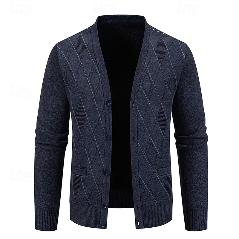 Herren Strickjacke Kurzer Pullover Strickpullover Herren Pullover Gerippt Stricken Standard Knopf hoch Seitentaschen Bogengimpe V Ausschnitt Modisch Klassisch Freizeitskleidung Verabredung Bekleidung 2025 - $31.99 –P9