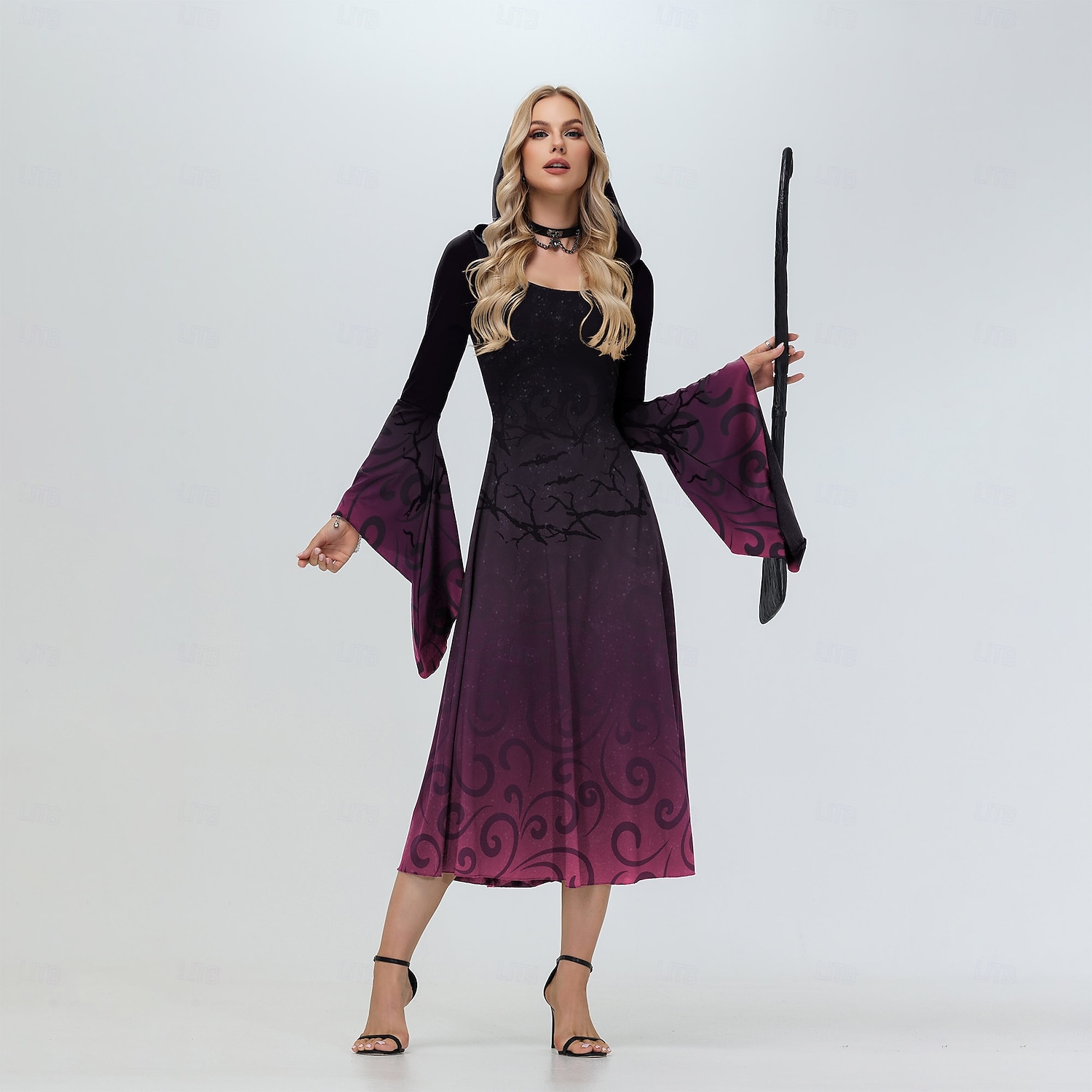 Hokuspokus Hexe Winifred Walpurgisnacht Kleid Erwachsene Damen Punk & Gothic Party / Abend Maskerade Einfaches Karnevalskostüm 2025 - $47.99 –P2