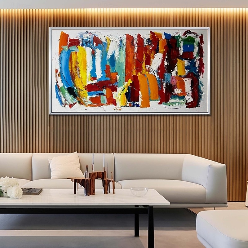 handgemalte abstrakte farbenfrohe Gemälde auf Leinwand handgemachtes farbenfrohes strukturiertes Acrylgemälde Wandkunst handgemaltes Kunstwerk Folienölgemälde für Wohnzimmer Büro Wanddekoration 2025 - $125.99 –P6