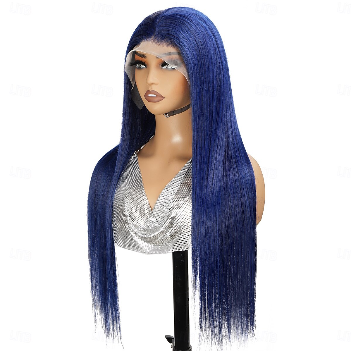Parrucca frontale in pizzo blu 13x4 con capelli umani, parrucca frontale in pizzo trasparente con capelli lisci, densità 150% del 2025 a $148.99 –P3